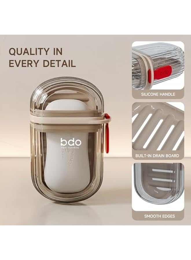 نيبمينينت حافظة صابون سفر مدمجة، صندوق صابون محكم 100% مع غطاء، حامل صابون للحركة، حاوية صابون محمولة للنادي، المدرسة، التخيم، الرحلات، الأنشطة الخارجية - بيج وواضح - Image 5