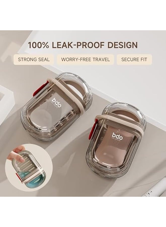 نيبمينينت حافظة صابون سفر مدمجة، صندوق صابون محكم 100% مع غطاء، حامل صابون للحركة، حاوية صابون محمولة للنادي، المدرسة، التخيم، الرحلات، الأنشطة الخارجية - بيج وواضح - Image 3