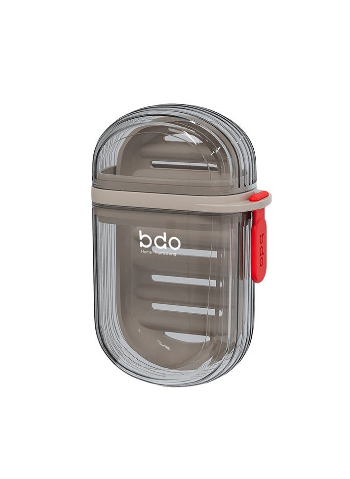 نيبمينينت حافظة صابون سفر مدمجة، صندوق صابون محكم 100% مع غطاء، حامل صابون للحركة، حاوية صابون محمولة للنادي، المدرسة، التخيم، الرحلات، الأنشطة الخارجية - بيج وواضح - Image 1