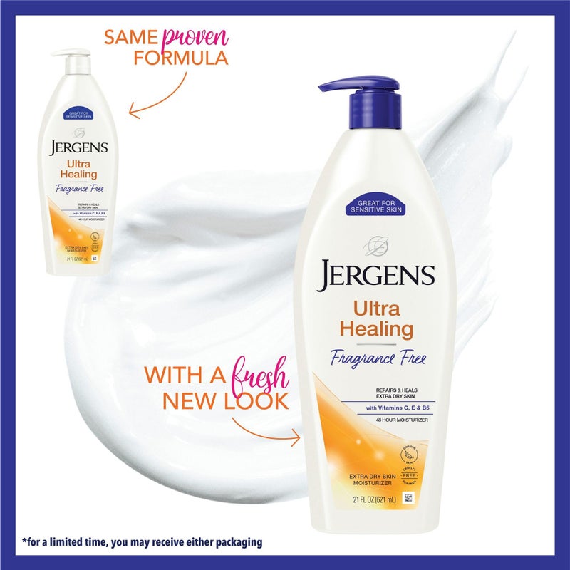 Jergens Ultra Healing Dry Skin Lotion, Hand and Body Moisturizer for Quick Absorption into Extra Dry Skin with Hydralucence Blend, Vitamins C, E and B5, White, 21 oz - Image 2