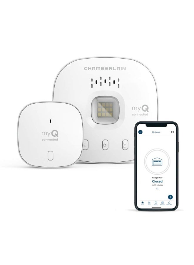 Chamberlain myQ Chamberlain Smart Garage Control - Wireless Garage Hub and Sensor with Wifi & Bluetooth - Smartphone Controlled  myQ-G0401-ES  White - Image 1