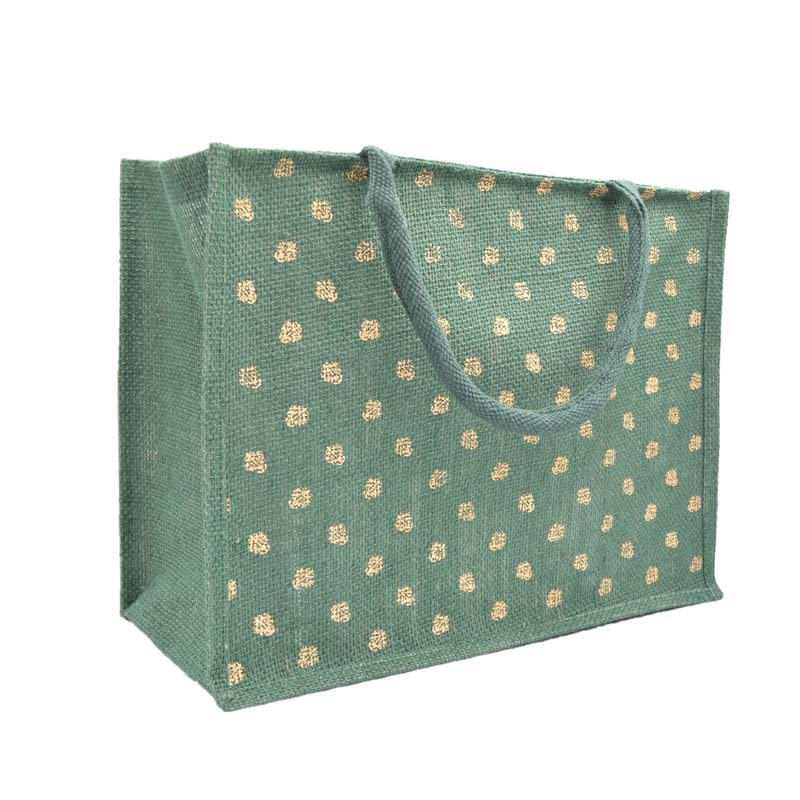 JUTEKA Unisex-Adult Printed Green Color Grocery, Shopping, Multipurpose Jute Bag - Image 1