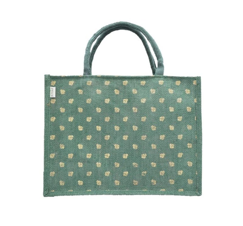 JUTEKA Unisex-Adult Printed Green Color Grocery, Shopping, Multipurpose Jute Bag - Image 4