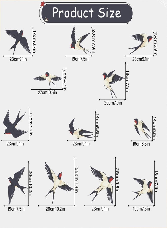 MEFOSS ملصقات حائط قابلة للإزالة من MEFOSS Flock of Birds DIY على شكل طيور عصفور طائرة، ملصقات حائط قابلة للإزالة واللصق، ديكور فني لغرفة المعيشة وغرفة النوم وغرفة اللعب والمكتب والفصول الدراسية وديكورات النوافذ - Image 3