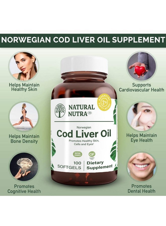 Natural Nutra Norwegian Cod Liver Oil Supplement Helps To Maintain Skin Body Density Eye Health Promotes Dental And Cognitive Health Supports Cardiovascular Health 100 Softgels - Image 4