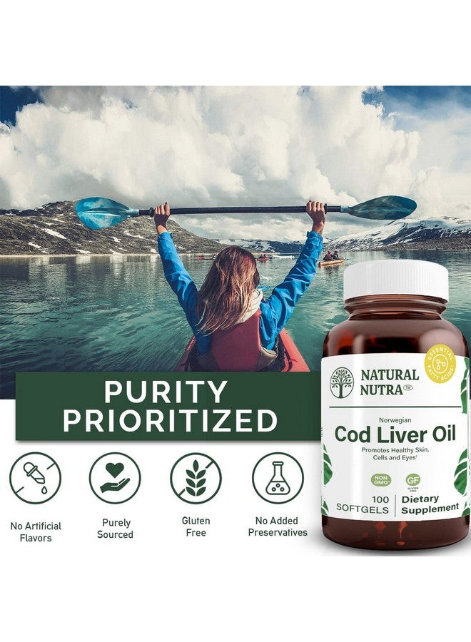 Natural Nutra Norwegian Cod Liver Oil Supplement Helps To Maintain Skin Body Density Eye Health Promotes Dental And Cognitive Health Supports Cardiovascular Health 100 Softgels - Image 5
