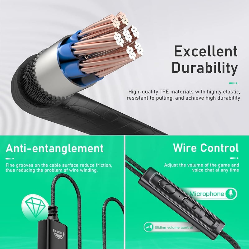 okcsc U200 USB Headset with Mic for Computer,Noise Cancelling with Audio Controls for Laptop,Wired Cable 79Inch & Lightweight for PC,Home or Office Live,Call Center,Skype,VIOP,Online Meeting Black - Image 4
