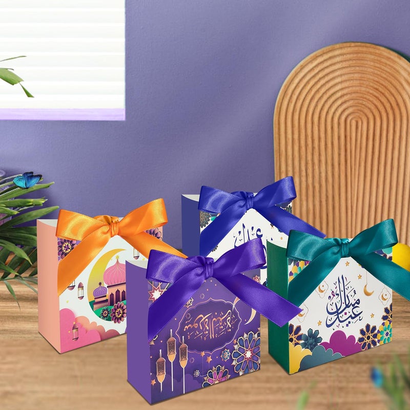 Colodeol 12Pcs Eid Mubarak Goodie Bagsï¼ŒRamadan Goodie Bags with Ribbons Eid Mubarak Treat Bags Eid Gift Bags for Ramadan Kareem Eid Mubarak Party Supplies - Image 5