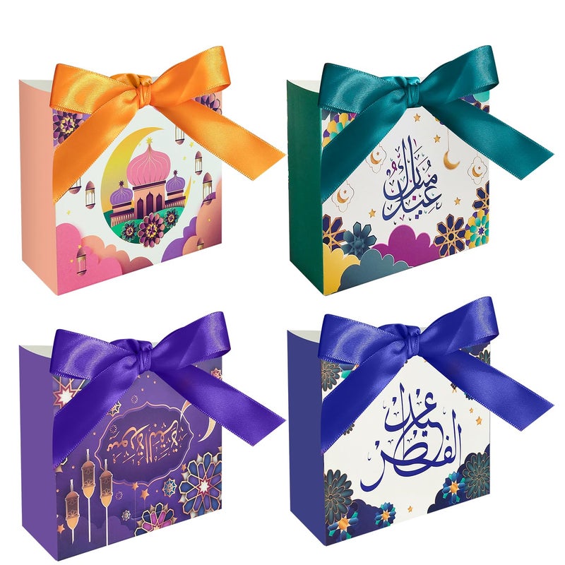 Colodeol 12Pcs Eid Mubarak Goodie Bagsï¼ŒRamadan Goodie Bags with Ribbons Eid Mubarak Treat Bags Eid Gift Bags for Ramadan Kareem Eid Mubarak Party Supplies - Image 1