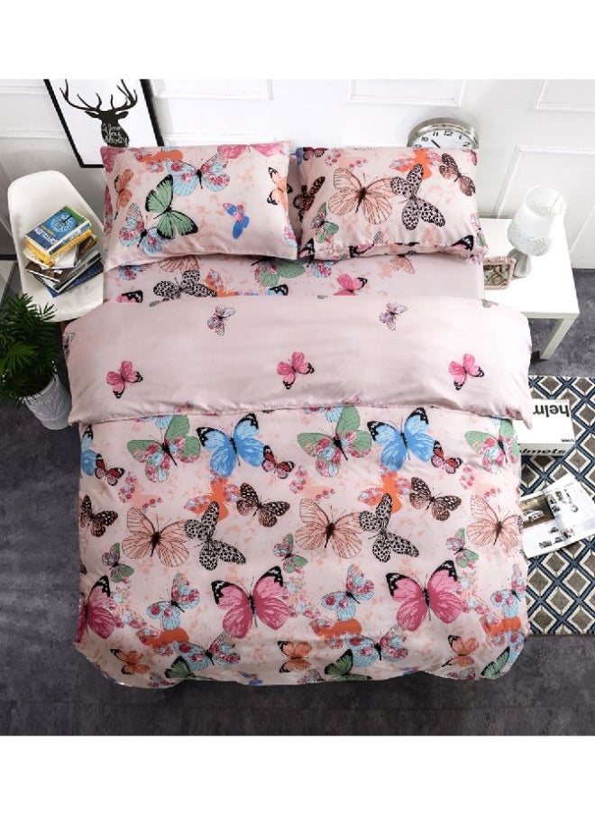 JIJI - Girls Pink Comforter Colorful Butterfly Single Size Comforter Set Kids Cute Reversible Butterflies Printed Comforter Set with Fitted Sheet and 4 Pillowcases - Image 1