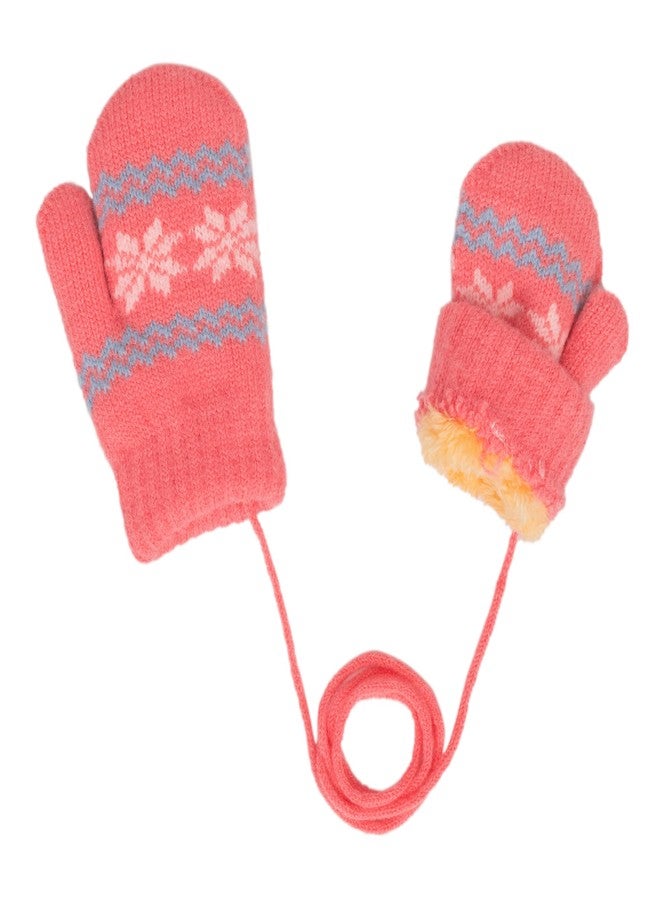XuoAz Baby Toddler Winter Mittens with String - Warm Fleeced Lined Toddler Gloves Cute Mittens for Boys Girls - Image 1