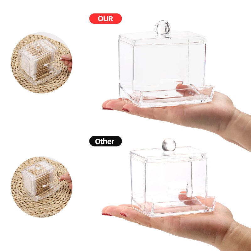 Tbestmax 10oz Qtip Holder Dispenser Big Clear Bathroom Organizer Accessories Decor for Storage-Qtips Cotton Ball Holder Apothecary Jars, Cotton Swabs, Floss Container - Image 3