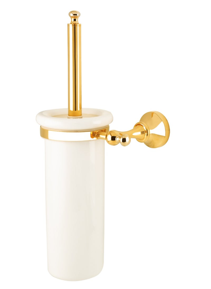 LOFT Gold Ellington Wall Mounted Ceramic Toilet Brush And Holder,ITALY MADE  - Image 1