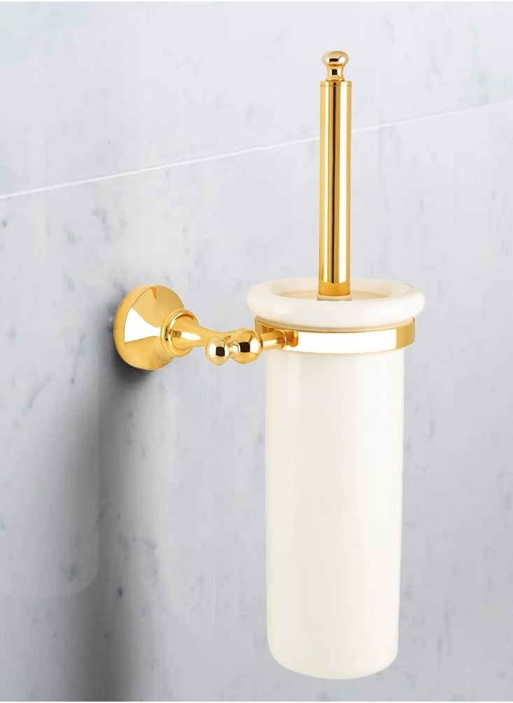 LOFT Gold Ellington Wall Mounted Ceramic Toilet Brush And Holder,ITALY MADE  - Image 2