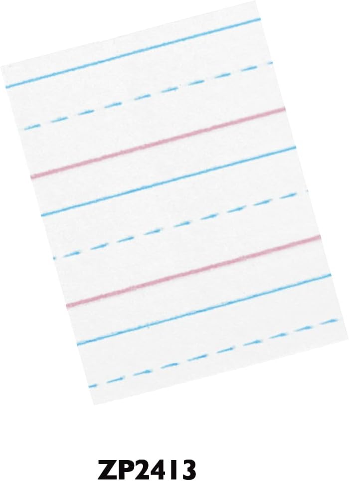 Pacon Zaner-Bloser Broken Midline Sulphite Paper, 500 Sheet, Ruled, 10.50-inch x 8-inch, 500/Pack, White PaperPACZP2413 - Image 2