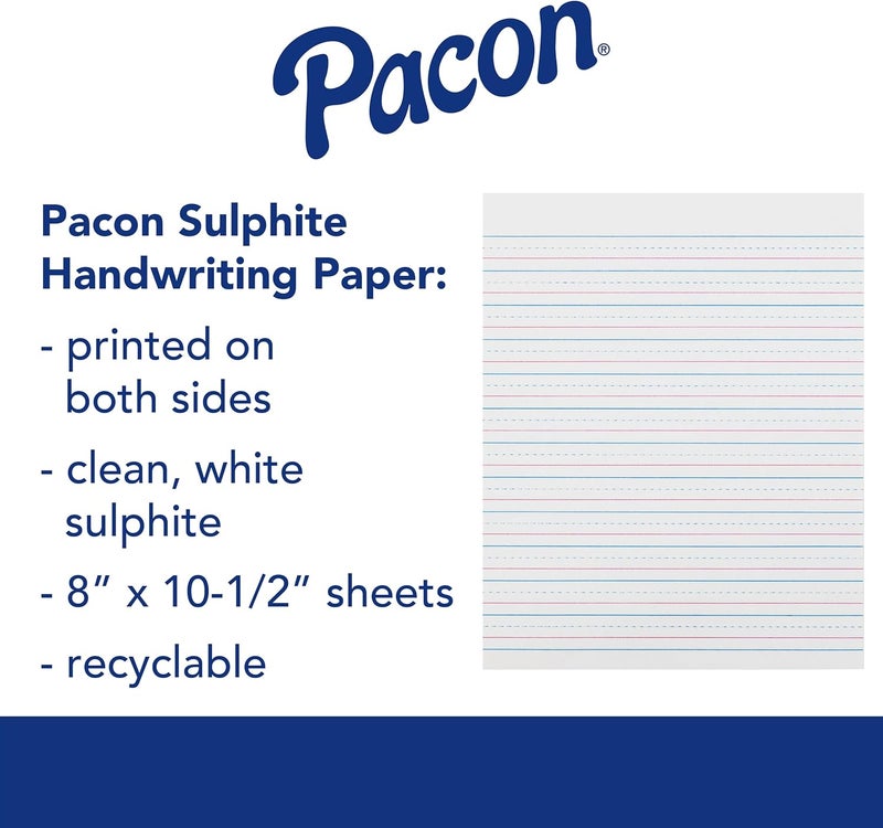 Pacon Zaner-Bloser Broken Midline Sulphite Paper, 500 Sheet, Ruled, 10.50-inch x 8-inch, 500/Pack, White PaperPACZP2413 - Image 5