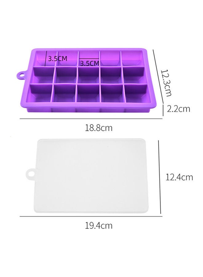 NIBEMINENT 15-Compartments Ice Tray Mold With Removable Lid Purple 18.8x12.3x2.3cm - Image 2