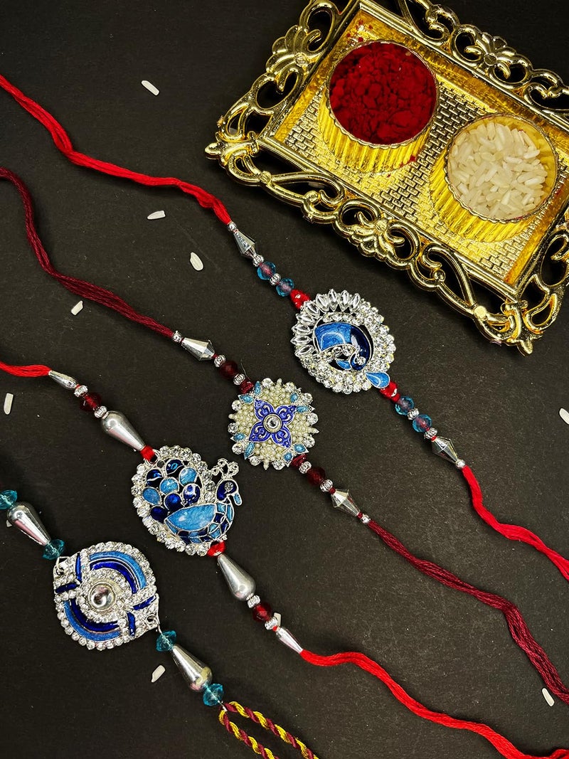 Mahi Set of 4 Rakhi for Brother with Meenakari Work for Rakshabandhan - Rakhi for Bhaiya, Bhai, Brother (CO1104285RC) - Image 4