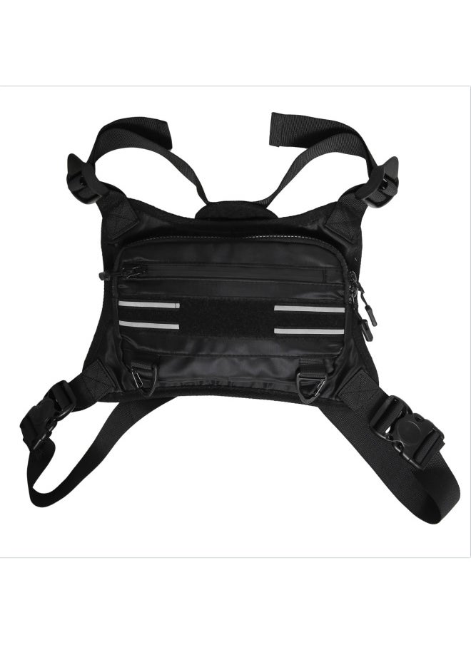 Generic - Trendy Brand Tactical Bag Sports Men's Bag Waterproof Functional Vest Bag Ins Vest Bag Men's Chest Bag Personalized Workwear Backpack-Color:Black Reflective Model - Image 1