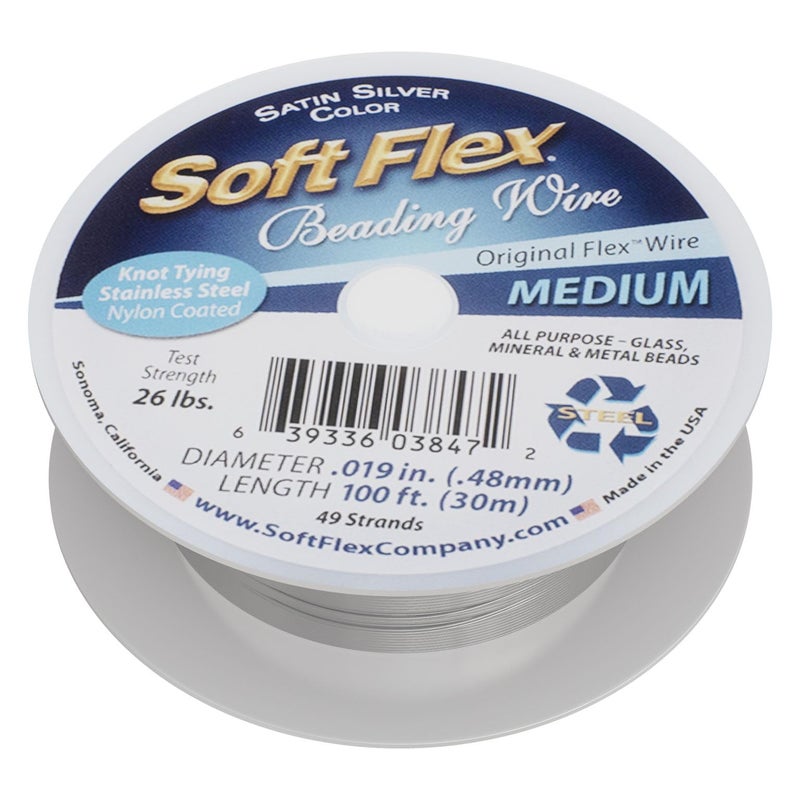 Soft Flex 49 Strand Beading Wire Medium 019 Diameter 100 Feet Nylon Design Wire