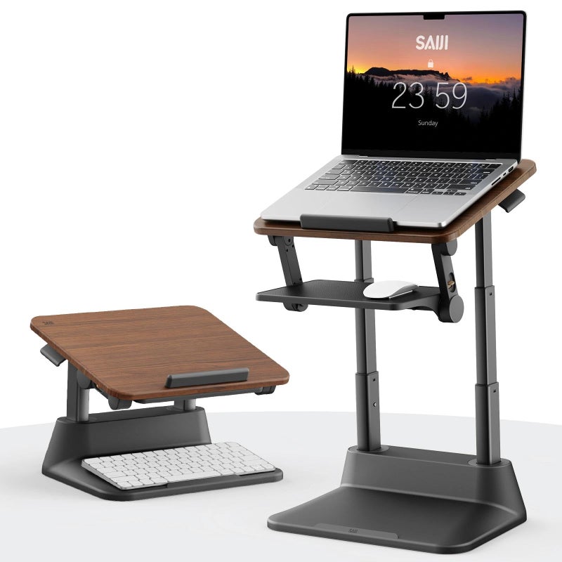 SAIJI Laptop Stand for Desk, Stable Standing Laptop Riser with Foldable Mouse Pad, Standing Computer Stand with 4 Adjustable Height Up to 20.47", Tall Stand Fit All Laptops Under 17.3" - Image 1