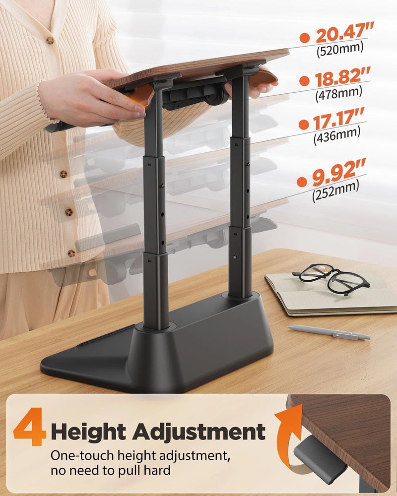 SAIJI Laptop Stand for Desk, Stable Standing Laptop Riser with Foldable Mouse Pad, Standing Computer Stand with 4 Adjustable Height Up to 20.47", Tall Stand Fit All Laptops Under 17.3" - Image 5