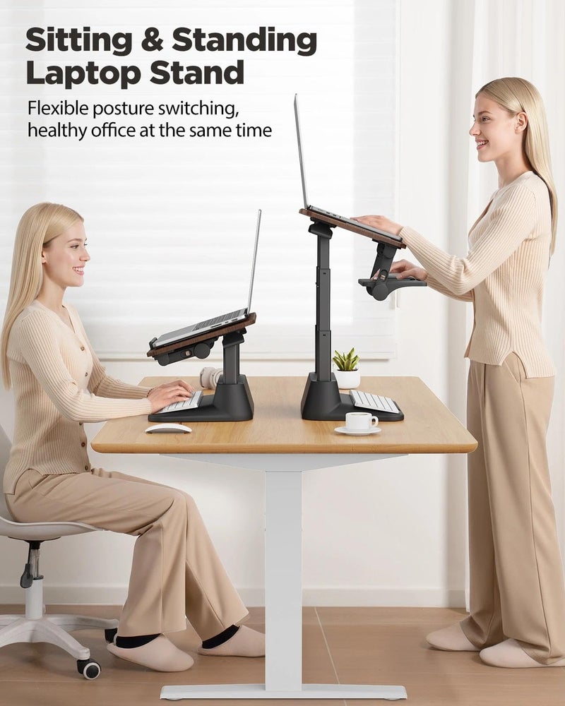 SAIJI Laptop Stand for Desk, Stable Standing Laptop Riser with Foldable Mouse Pad, Standing Computer Stand with 4 Adjustable Height Up to 20.47", Tall Stand Fit All Laptops Under 17.3" - Image 3