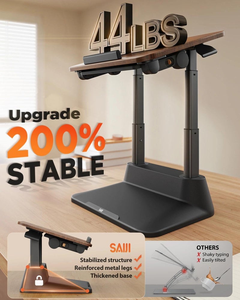 SAIJI Laptop Stand for Desk, Stable Standing Laptop Riser with Foldable Mouse Pad, Standing Computer Stand with 4 Adjustable Height Up to 20.47", Tall Stand Fit All Laptops Under 17.3" - Image 2