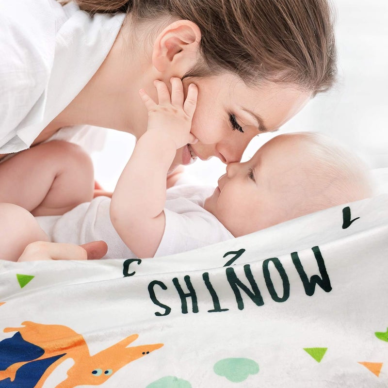 Tebaby بطانية milestones الشهرية للرضع - ديناصور محايد بطانية شهرية للمواليد الجدد للأولاد والبنات هدية استحمام شخصية ناعمة من الفليس مع إطار كبير 47''x40'' - Image 5