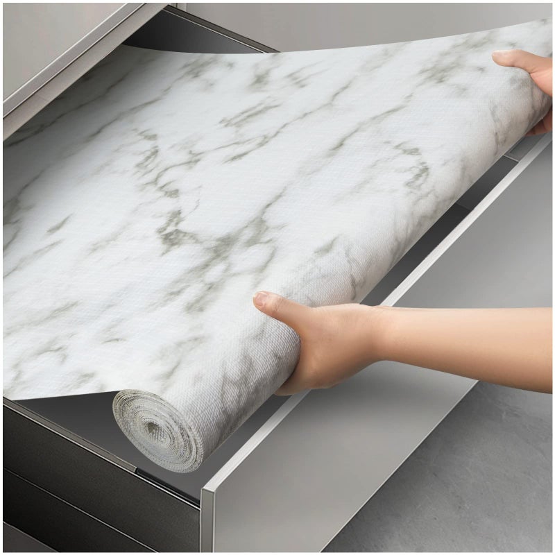 Viseeko Shelf and Drawer Liner for Kitchen Cabinet, 12 in x 10 ft Non-Adhesive Cabinet Liners for Shelves, Strong Grip Shelf Paper Non-Slip Waterproof Easy to Cut for Dresser Cupboard, Marble - Image 1