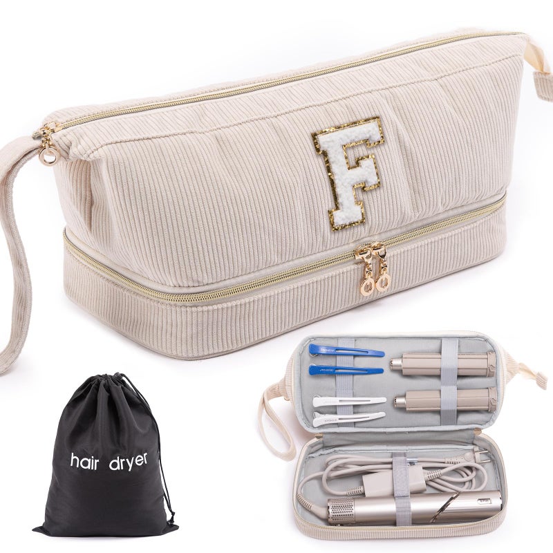 ELCUPA Initial Personalized Hair Dryer Case DoubleLayer Hair Tools Travel Carrying Case for Shark FlexStyle Dyson Airwrap and Supersonic Hair Dryer Attachments - Image 2