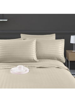 snooze Snooze Striped Flat Bed Sheet set 3pcs, Bed sheet 220*235 cm+ 2Free Pillowcases, Silver  - Image 3