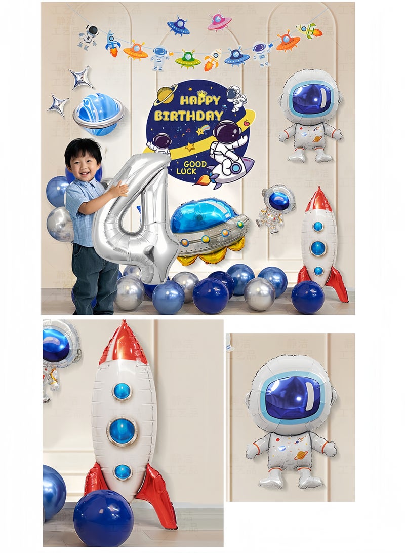 اعاره ديكورات حفلات بطابع فضائي، ديكورات عيد ميلاد فتى فضائي، لافتة عيد ميلاد، رائد فضاء، صاروخ فضائي، بالون - Image 4