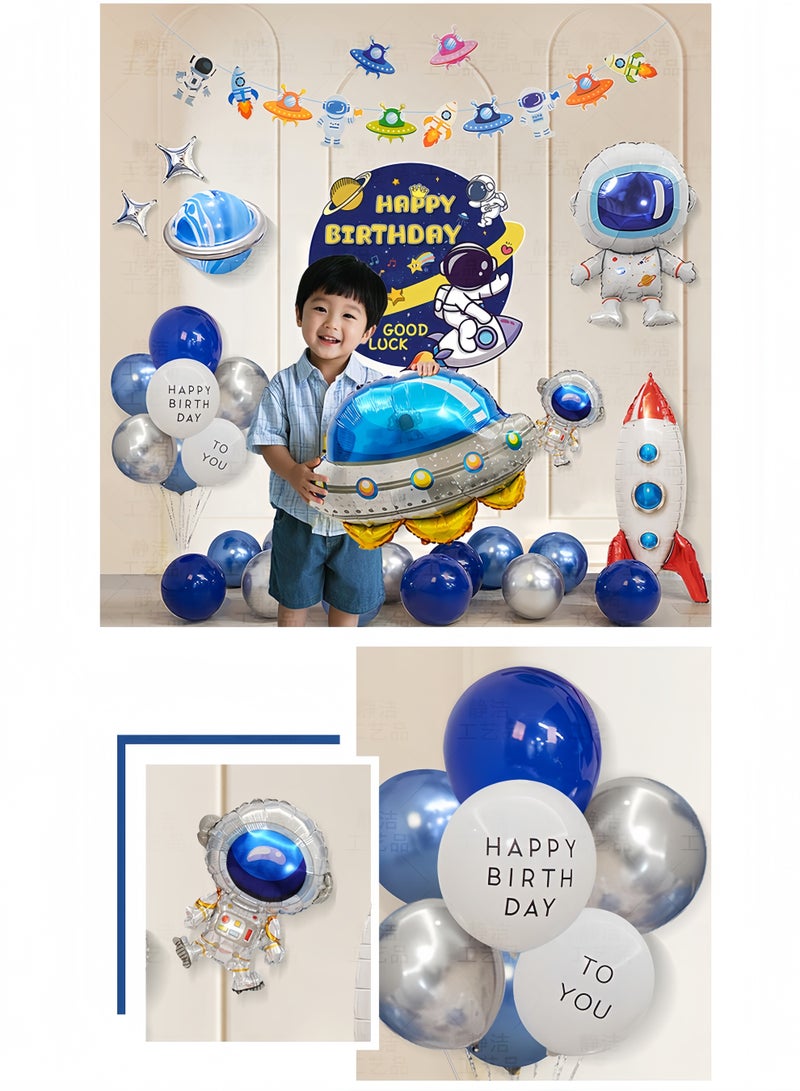 اعاره ديكورات حفلات بطابع فضائي، ديكورات عيد ميلاد فتى فضائي، لافتة عيد ميلاد، رائد فضاء، صاروخ فضائي، بالون - Image 3