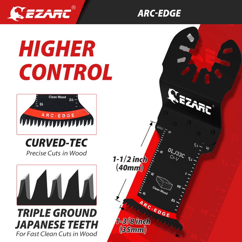 EZARC Japanese Tooth Oscillating Saw Blade, 5 PCS Arc Edge Oscillating Multitool Blades Clean Cut for Wood, Plastic - Image 3
