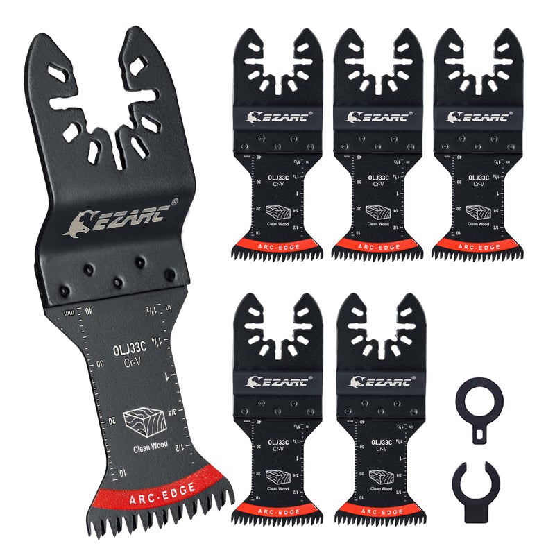 EZARC Japanese Tooth Oscillating Saw Blade, 5 PCS Arc Edge Oscillating Multitool Blades Clean Cut for Wood, Plastic - Image 1