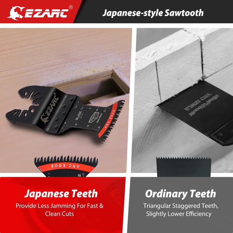 EZARC Japanese Tooth Oscillating Saw Blade, 5 PCS Arc Edge Oscillating Multitool Blades Clean Cut for Wood, Plastic - Image 4