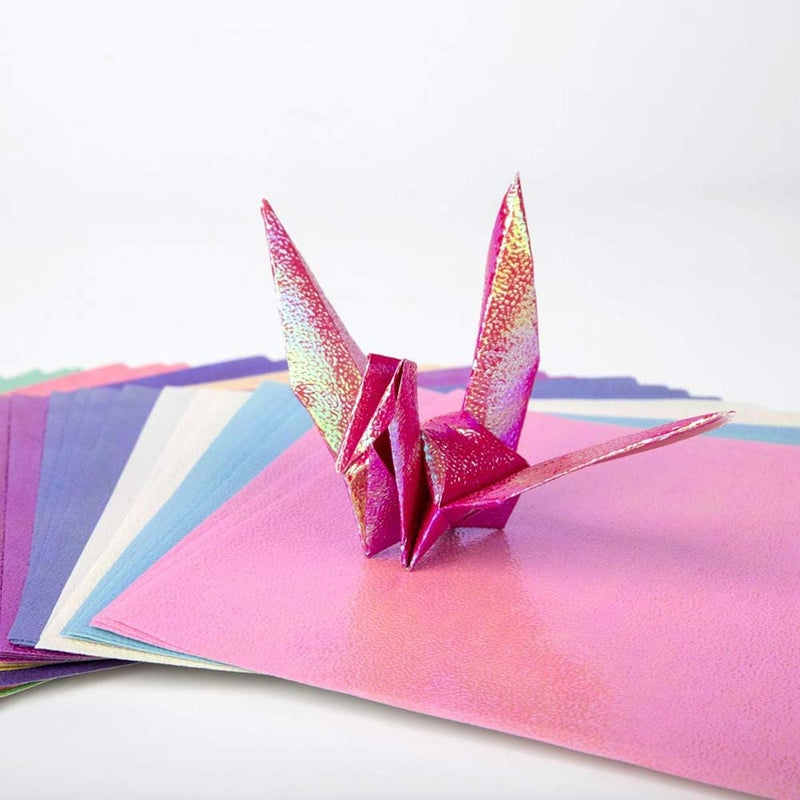 comfrt 50 Sheet Shiny Origami Paper - 10 Colors Square Iridescent Paper Origami Paper, Decoration Paper, Glitter Square Folding Paper for Kids Arts & Crafts Projects - Image 5