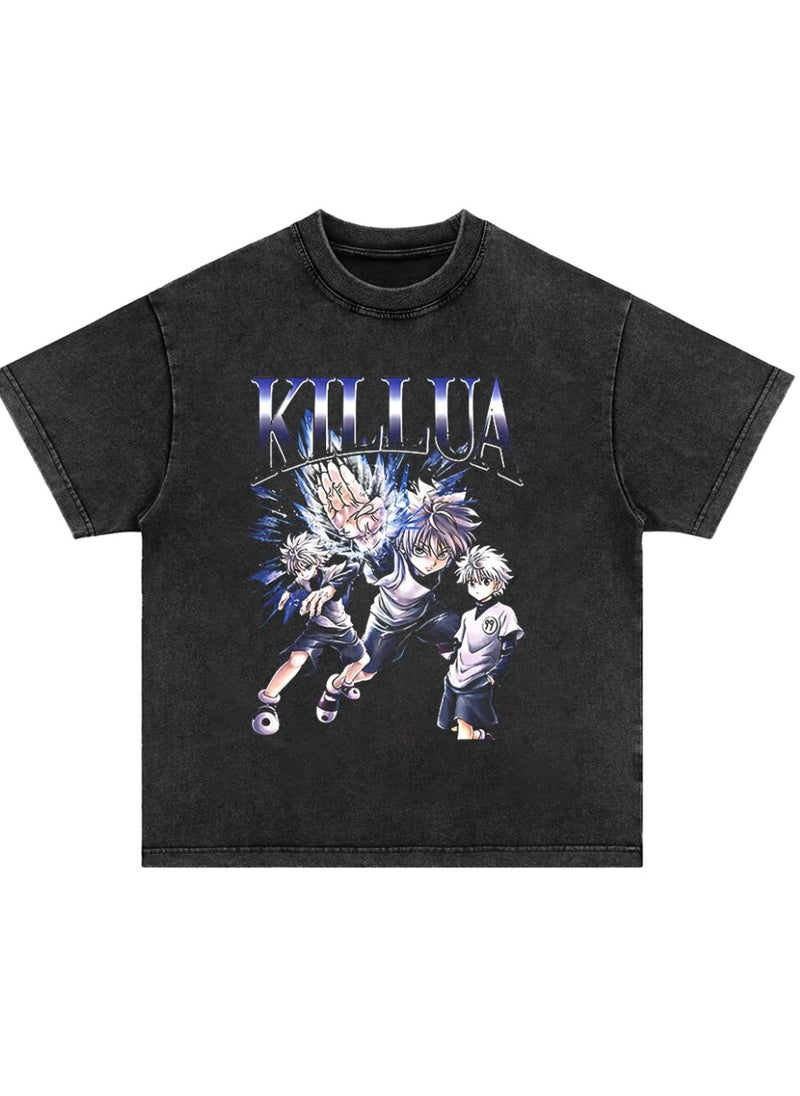 Generic - New Anime Printed T-shirt Short Sleeves 220g Cotton Men Womens Top Dull Black Crew Neck Anime Shirt 76 - Image 1
