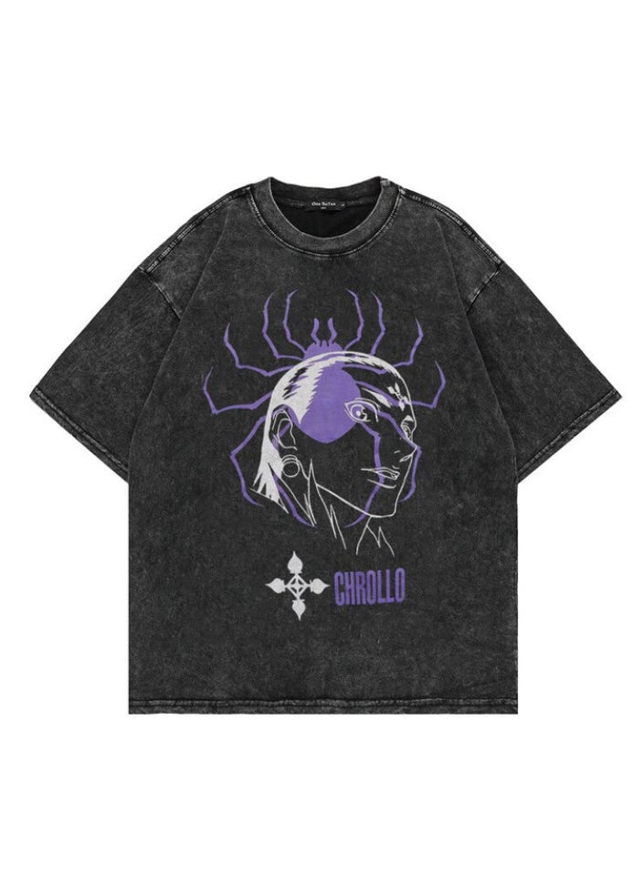 Generic - New Anime Printed T-shirt Short Sleeves 220g Cotton Men Womens Top Dull Black Crew Neck Anime Shirt 76 - Image 1