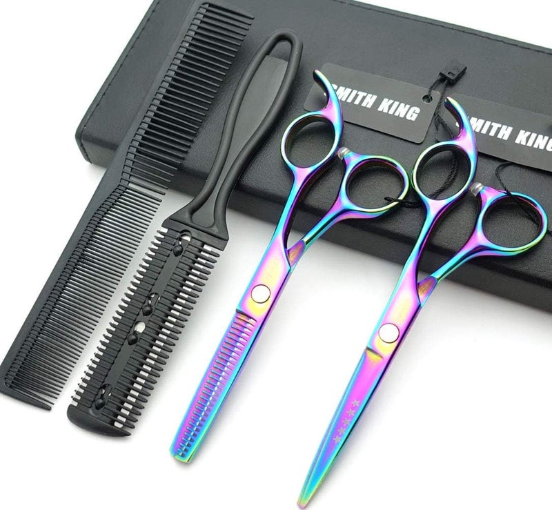 55 Inches Hair Scissors with Thinning Comb Hair Cutting Shears Thinning Shears set for Professional and Personal Rainbow