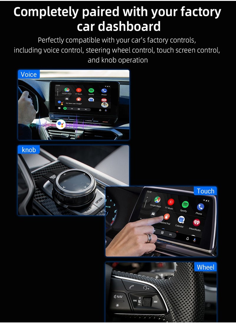 Ottocast Play2Video Wireless CarPlay Android Auto All-in-one Adapter Built-in 2 Video App Support for Youtube Netflix TV Box Car Play