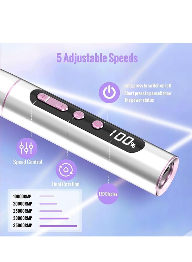 Generic Cordless Electric Nail Drill Machine, 13 in 1 Nail File Kit 35000RPM Professional Portable Rechargeable E File for Acrylic Polish Gel Removal Manicure Pedicure Set  - Image 4
