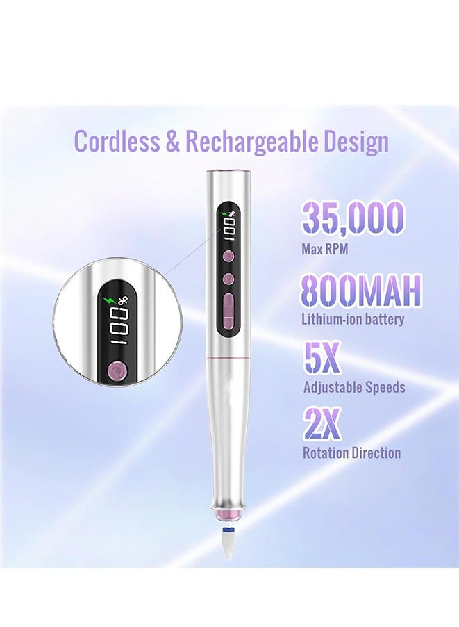 Generic Cordless Electric Nail Drill Machine, 13 in 1 Nail File Kit 35000RPM Professional Portable Rechargeable E File for Acrylic Polish Gel Removal Manicure Pedicure Set  - Image 2