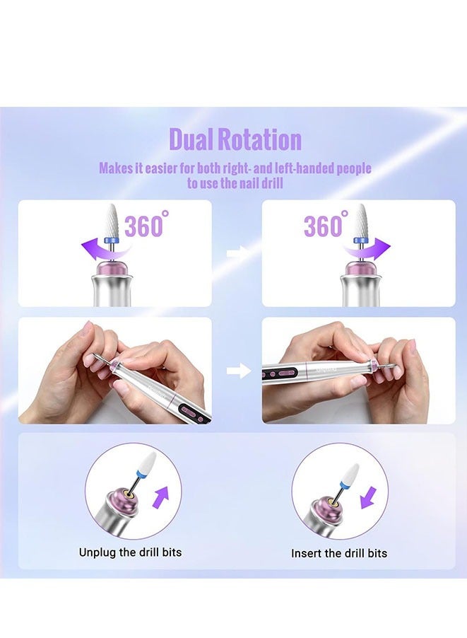 Generic Cordless Electric Nail Drill Machine, 13 in 1 Nail File Kit 35000RPM Professional Portable Rechargeable E File for Acrylic Polish Gel Removal Manicure Pedicure Set  - Image 3