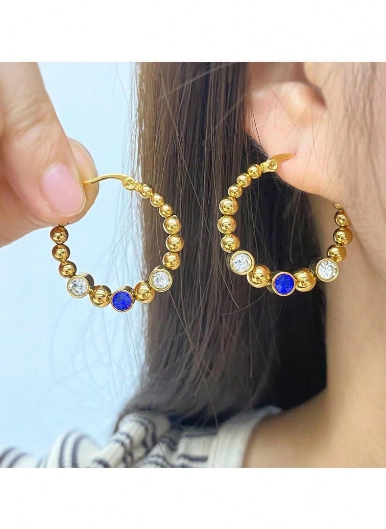Dangle Charms Elegant Stainless Steel Gold Plated Earrings For Women  - Image 1