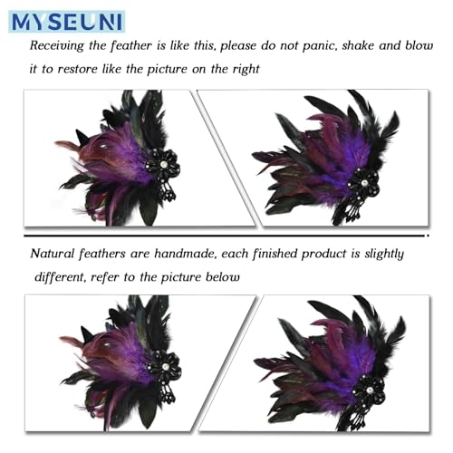 MYSEUNI 2025 New Purple Masquerade Mask for Women with Stick - Shiny Women's Feather Purple Mardi Gras Mask for Halloween Parties, Carnival, Cosplay Prom, Christmas, Wedding, Bar, Costume Accessory - Image 4