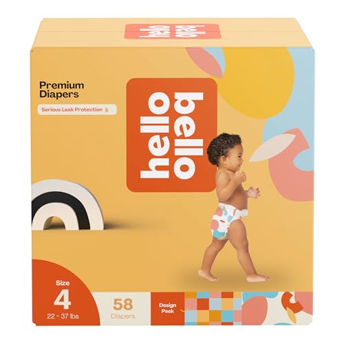 Hello Bello Premium Diapers Size 4, Honeysuckle Designs, 58ct Club Box, Hypoallergenic and Extra Absorbent - Image 1