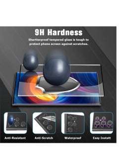 HuHa [2+2 Pack] S22 Ultra Glass Screen Protector, HD Clear 9H Tempered Glass Scratch Resistant, Fingerprint Unlock, 3D Curved, Bubble-Free  - Image 3