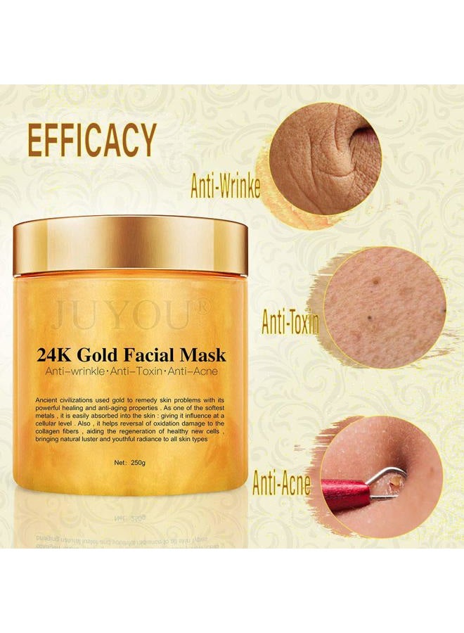 JUYOU 24K Gold Facial Mask / 24K Gold Tearing Mask, Anti-Aging Face Mask For Flawless Skin, Reduces the Appearances OF Fine Lines & Wrinkles, Clears Acne, Minimizes Pores, Moisturizes & Firms Our Skin - Image 3